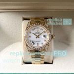 Replica Rolex Day-Date 41 Citizen 8215 White Diamond Dial Yellow Gold Watch